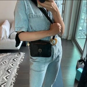 Gigi black leather crossbody bag with detachable / interchangeable black…